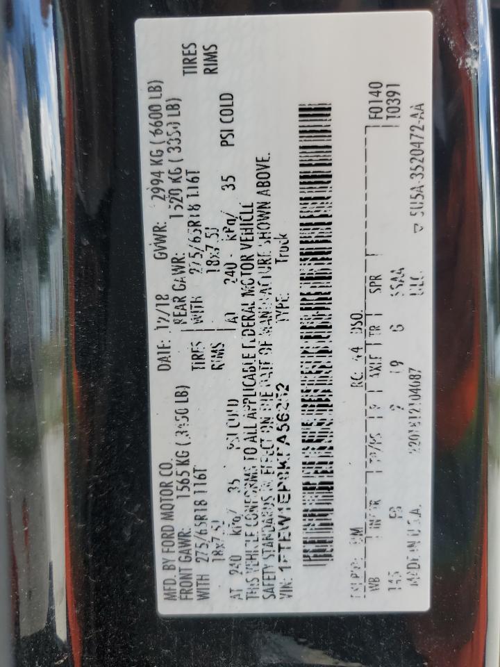 2019 Ford F150 Supercrew VIN: 1FTEW1EP8KFA56252 Lot: 82041045