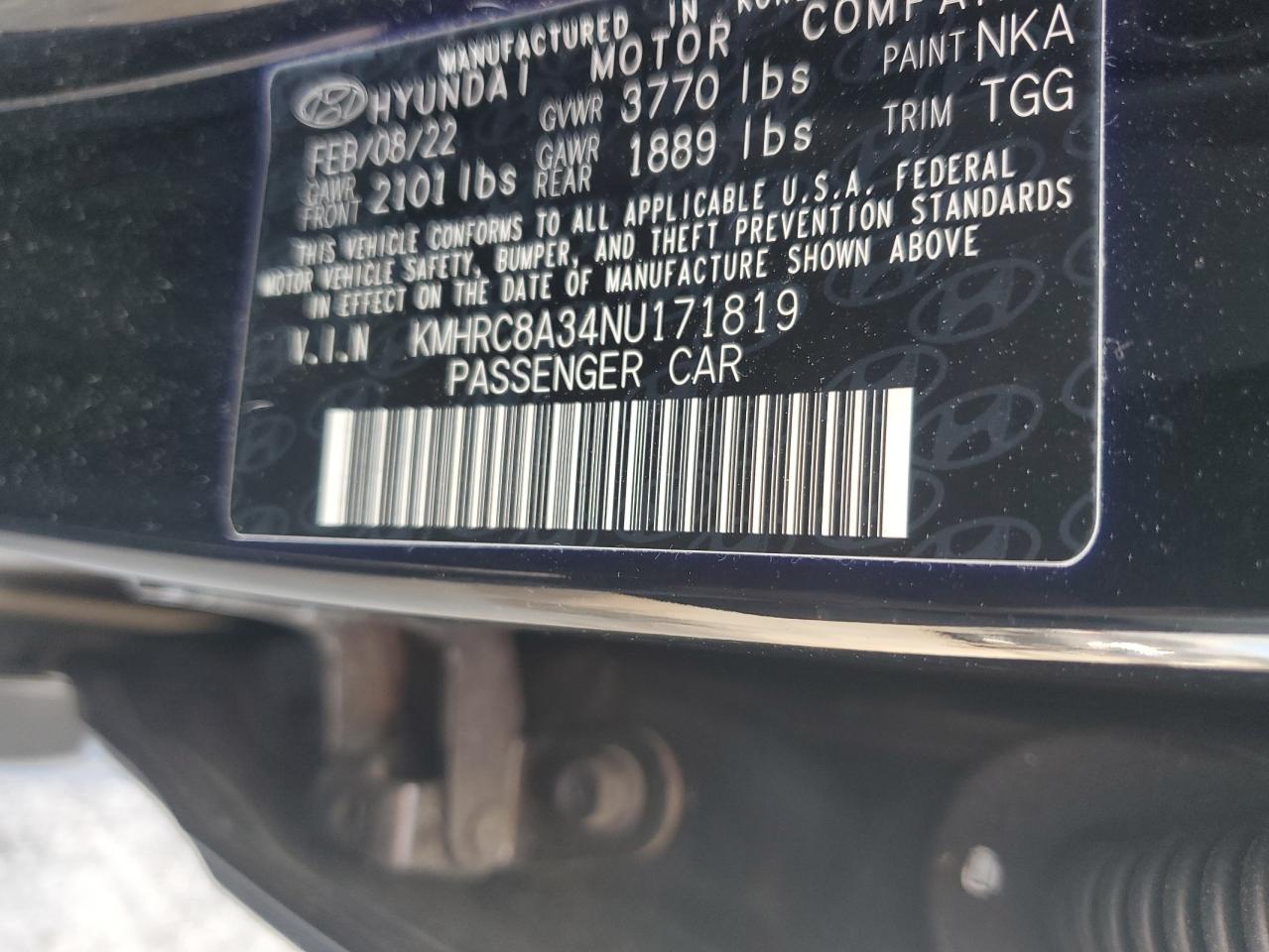 2022 Hyundai Venue Sel VIN: KMHRC8A34NU171819 Lot: 71510445