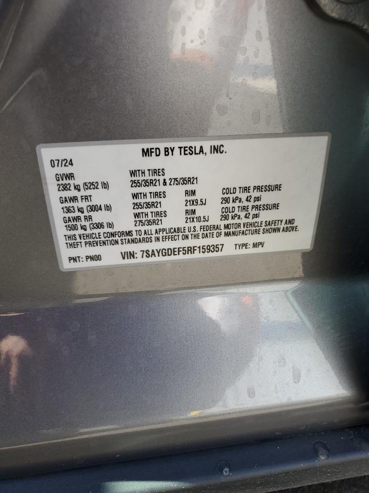 2024 Tesla Model Y VIN: 7SAYGDEF5RF159357 Lot: 72073545