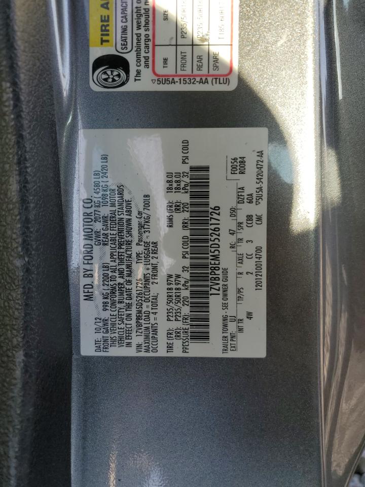 2013 Ford Mustang VIN: 1ZVBP8EM5D5261726 Lot: 84231275