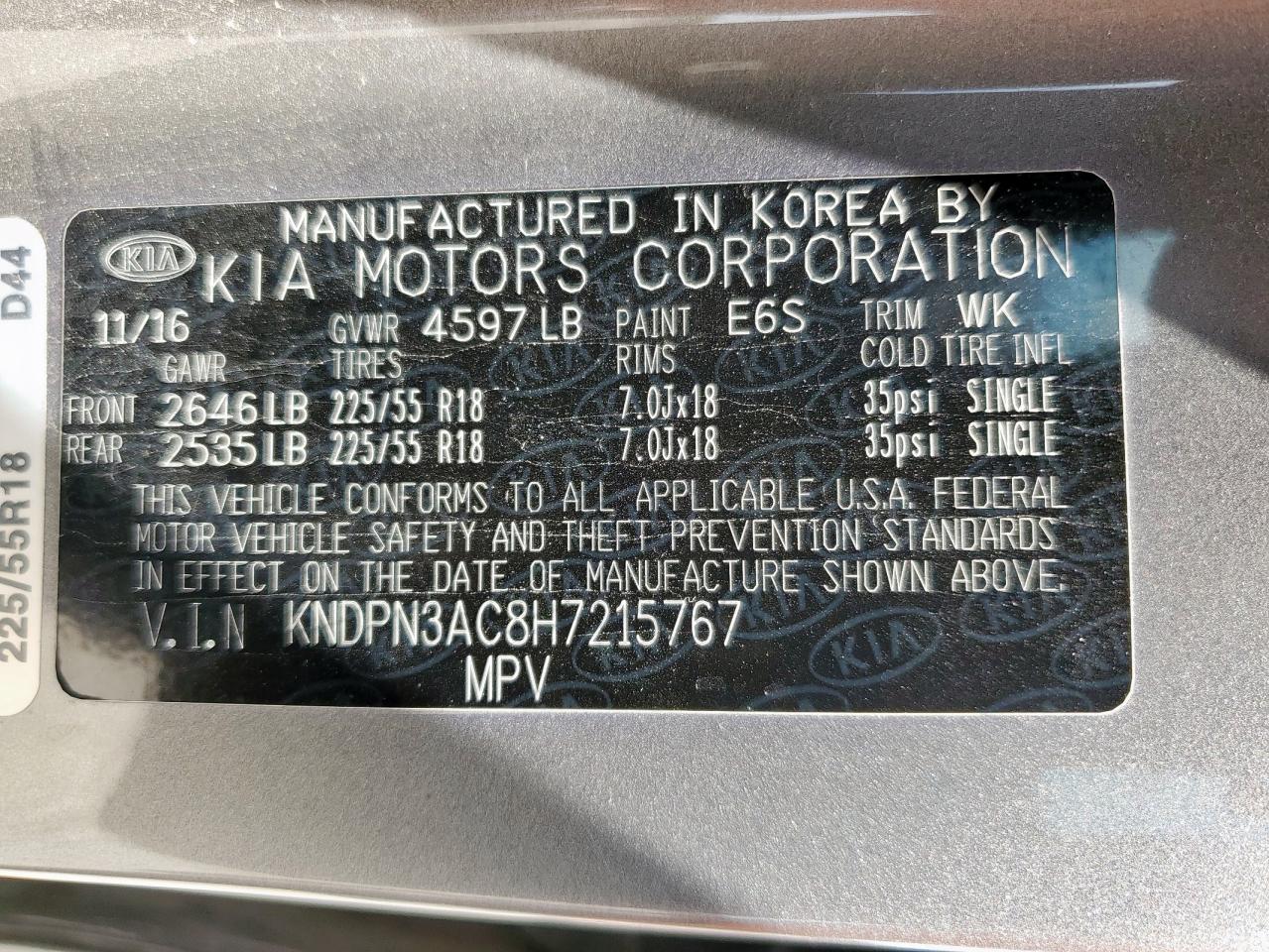 2017 Kia Sportage Ex VIN: KNDPN3AC8H7215767 Lot: 80136375