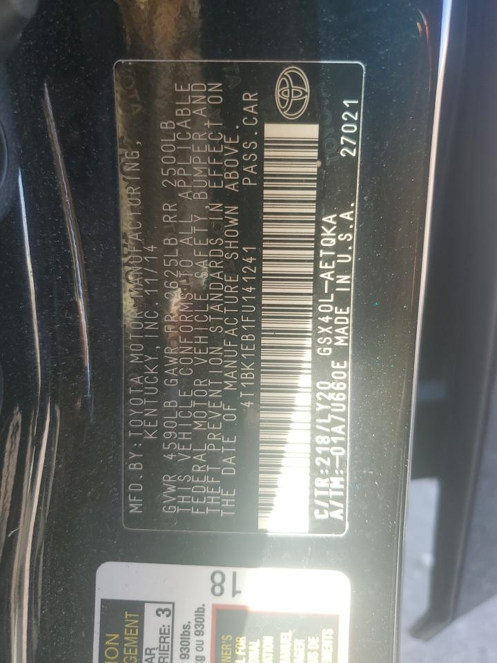 2015 Toyota Avalon Xle VIN: 4T1BK1EB1FU141241 Lot: 83954185