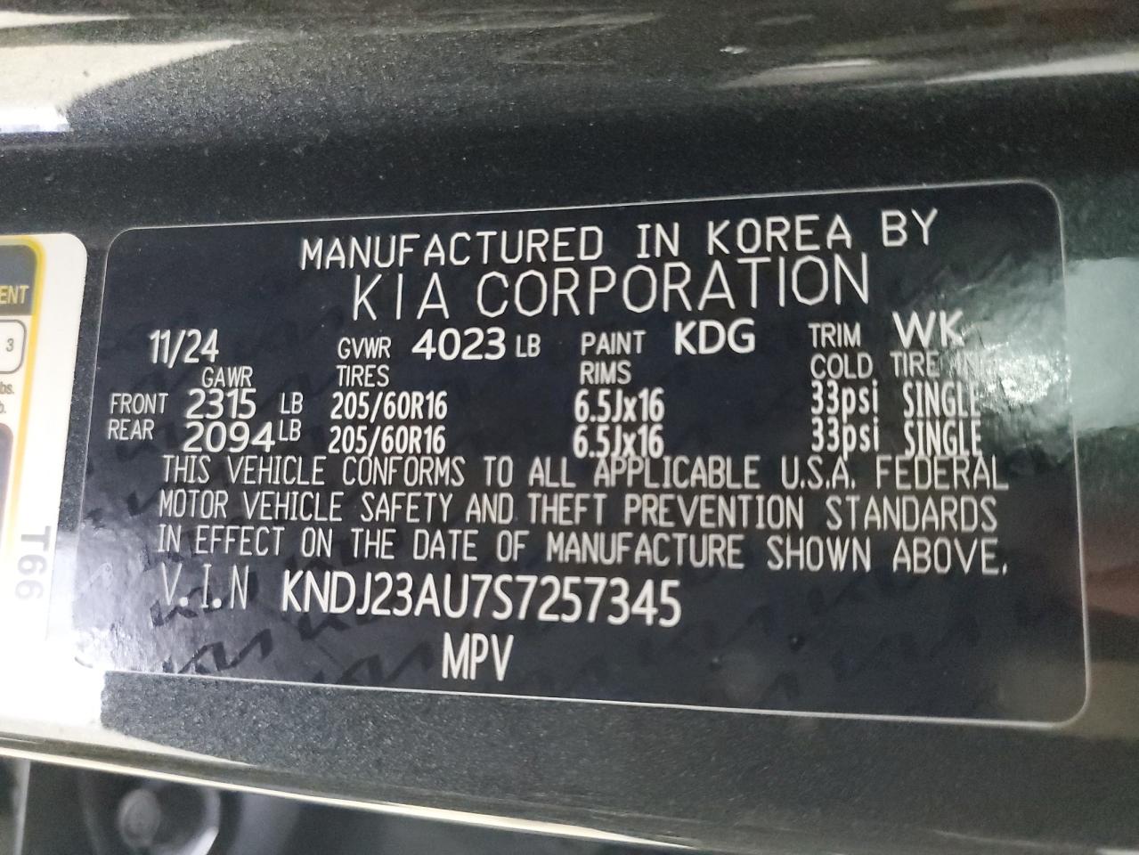 2025 Kia Soul Lx VIN: KNDJ23AU7S7257345 Lot: 84601235