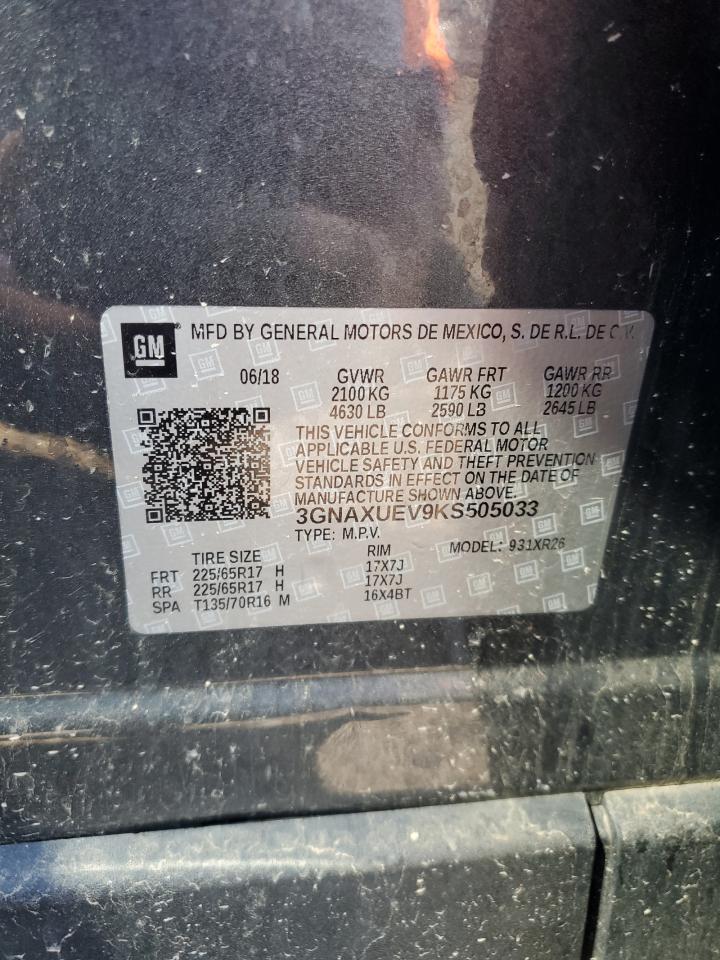 2019 Chevrolet Equinox Lt VIN: 3GNAXUEV9KS505033 Lot: 80713365