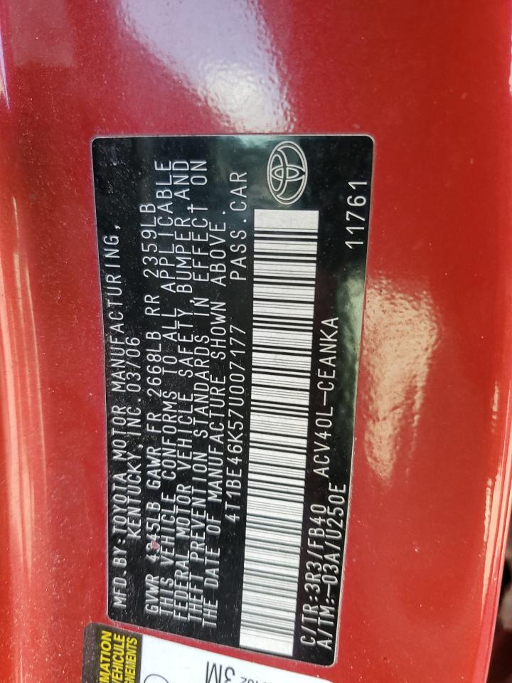 2007 Toyota Camry Ce VIN: 4T1BE46K57U007177 Lot: 71118435