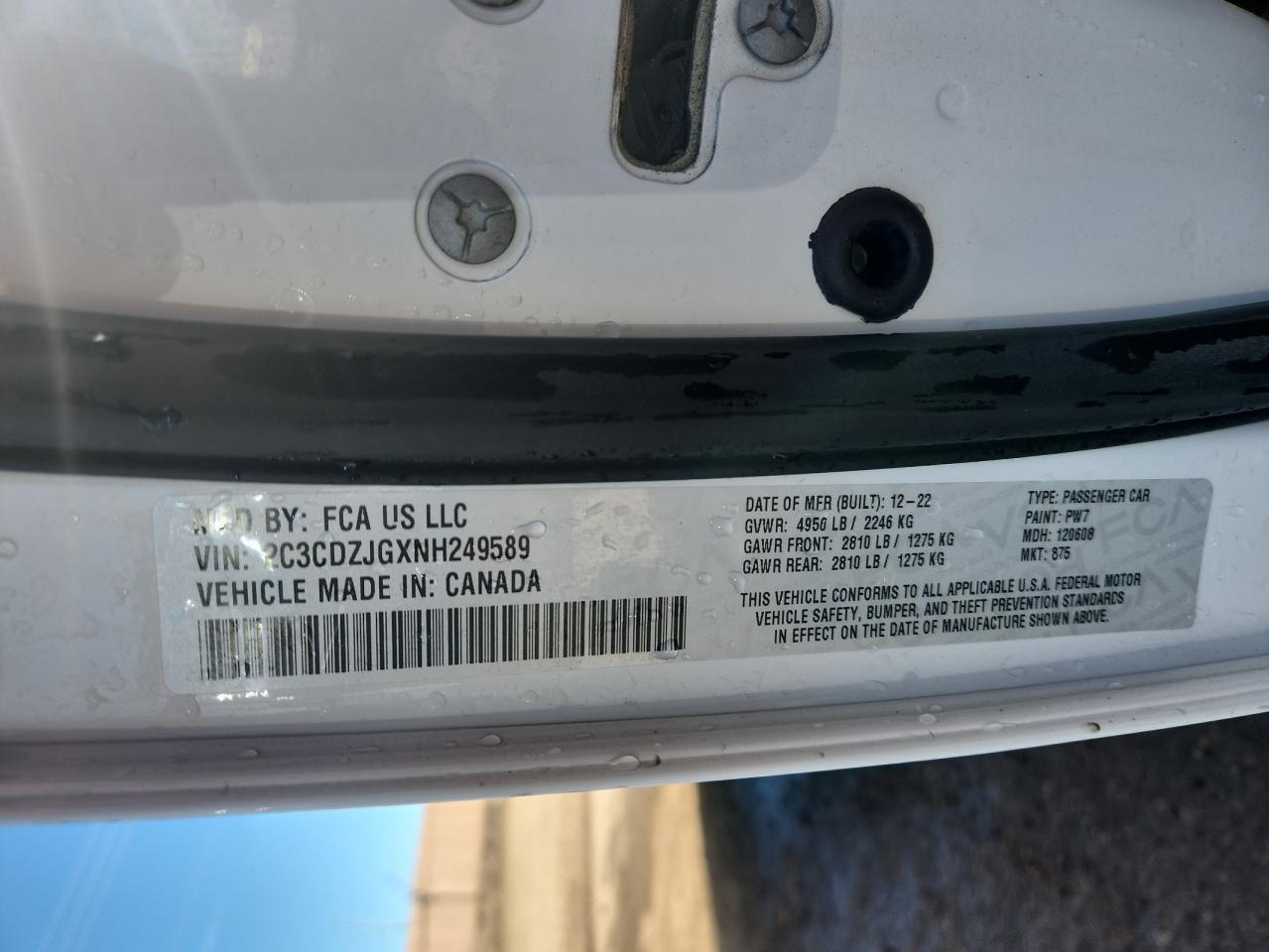 2022 Dodge Challenger Gt VIN: 2C3CDZJGXNH249589 Lot: 82102435