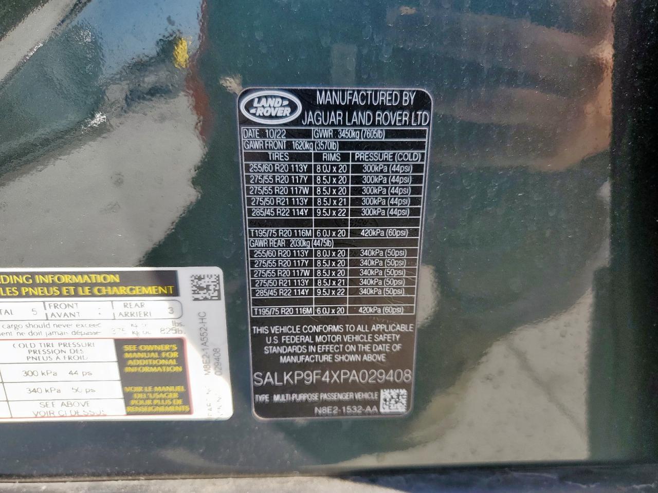 2023 Land Rover Range Rover Se VIN: SALKP9F4XPA029408 Lot: 81876175