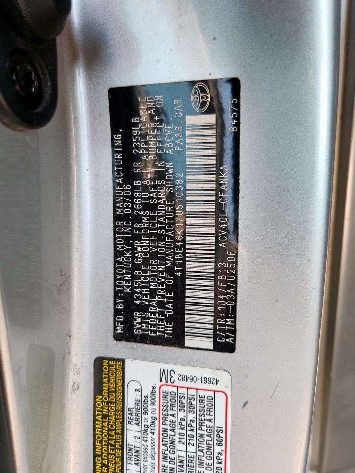 2007 Toyota Camry Ce VIN: 4T1BE46K17U510382 Lot: 80699695