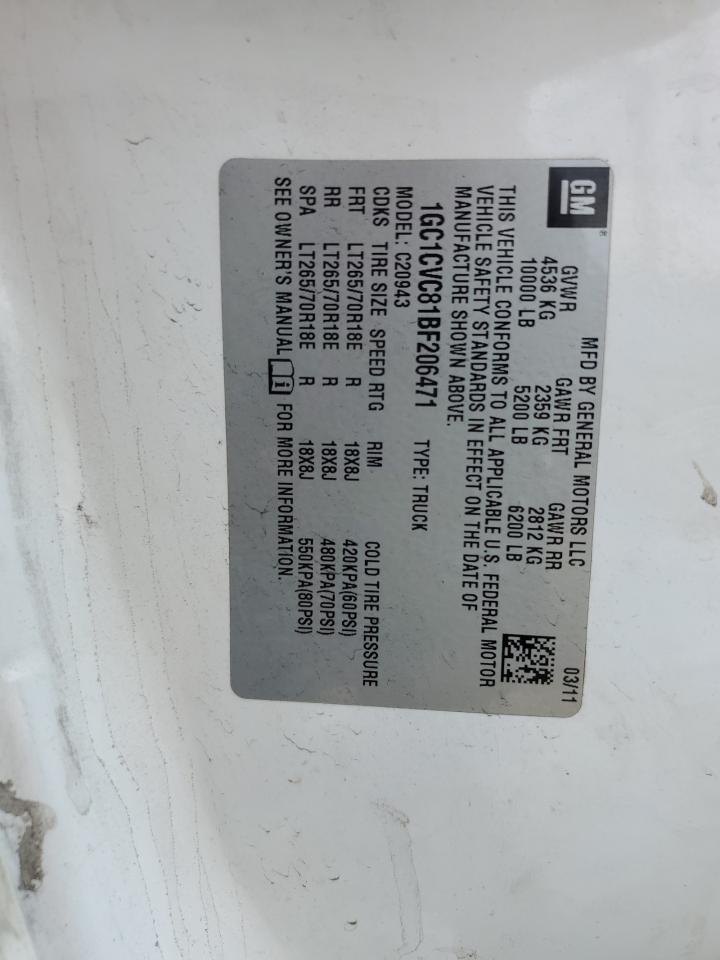 2011 Chevrolet Silverado C2500 Heavy Duty VIN: 1GC1CVC81BF206471 Lot: 81666675