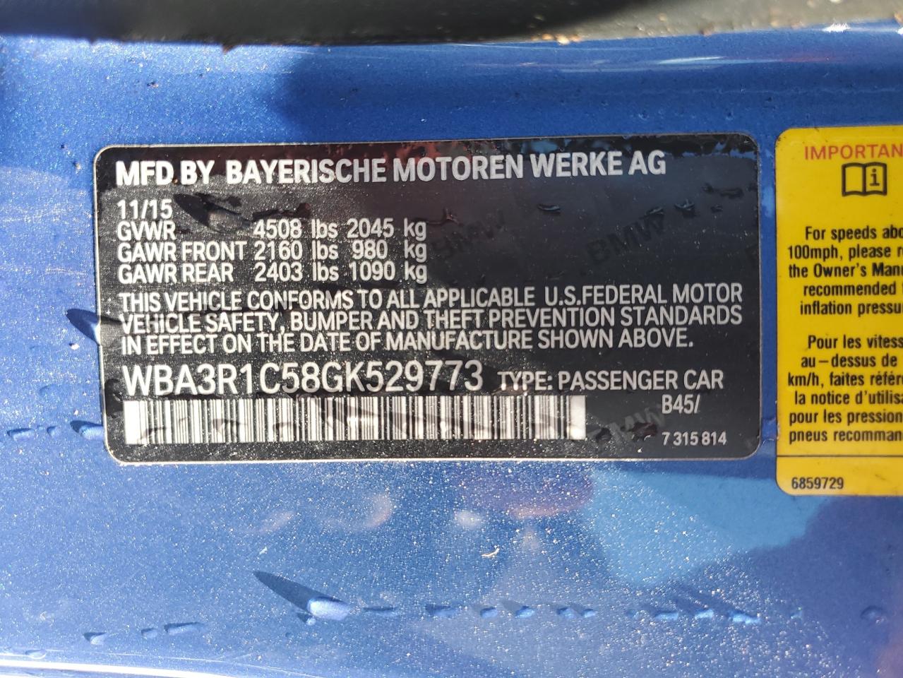 2016 BMW 435 I VIN: WBA3R1C58GK529773 Lot: 82131745