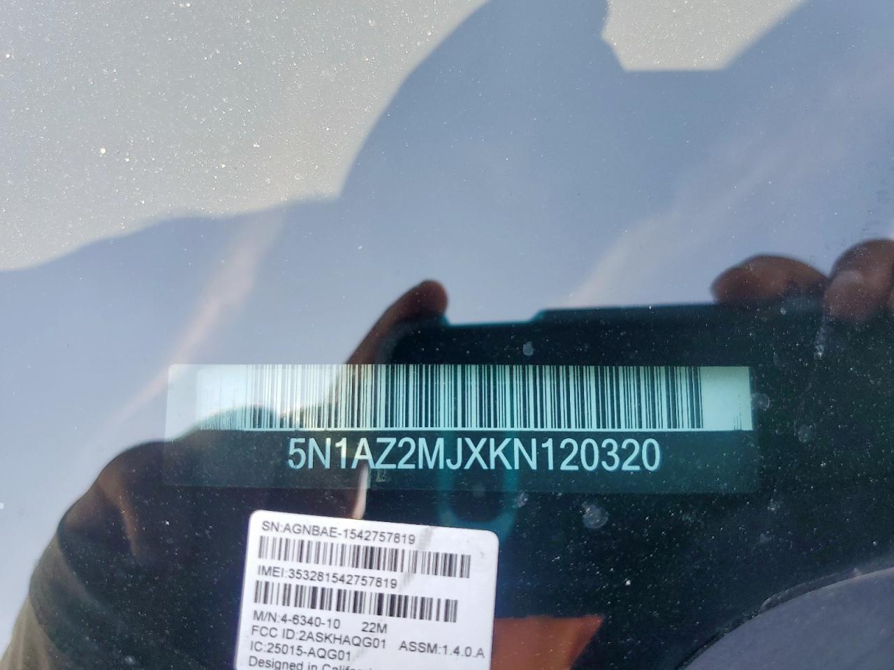 2019 Nissan Murano S VIN: 5N1AZ2MJXKN120320 Lot: 84727815