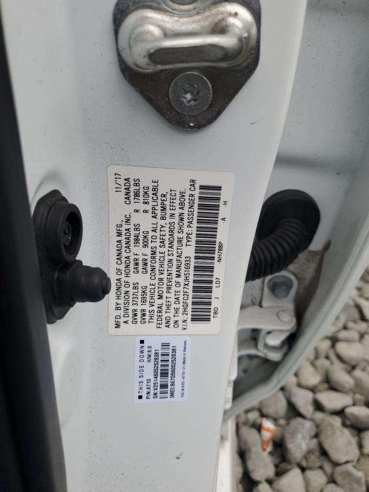 2018 Honda Civic Ex VIN: 2HGFC2F7XJH516933 Lot: 82154055