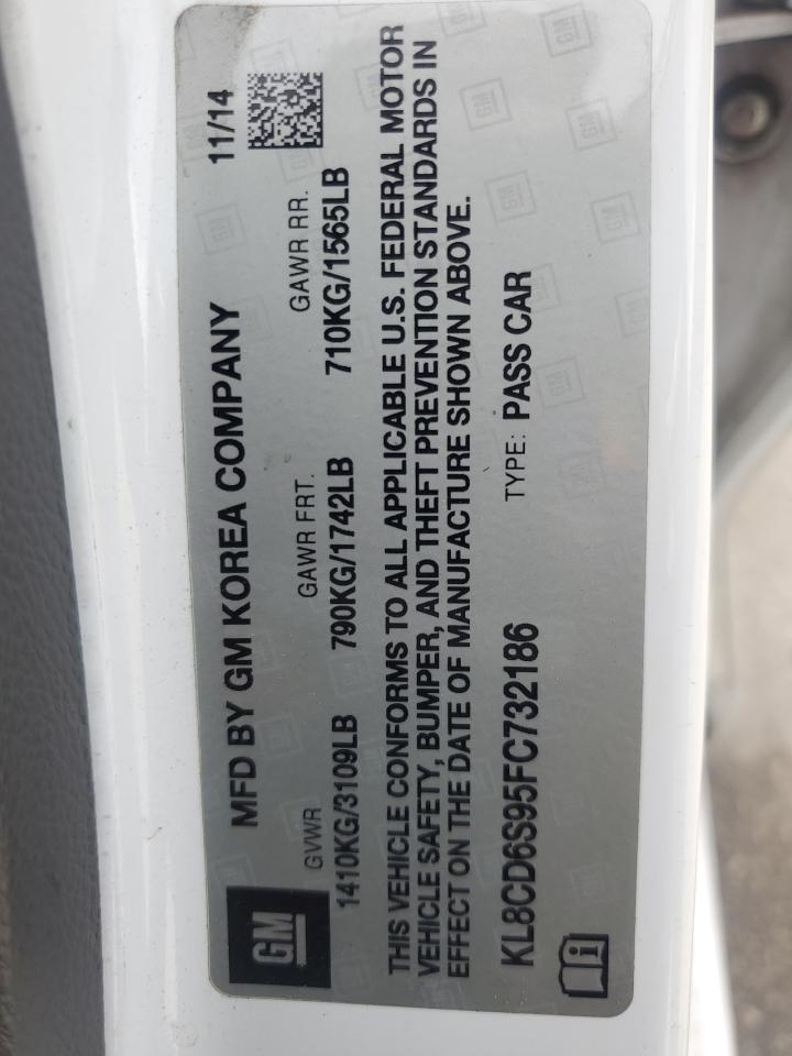 2015 Chevrolet Spark 1Lt VIN: KL8CD6S95FC732186 Lot: 70388515