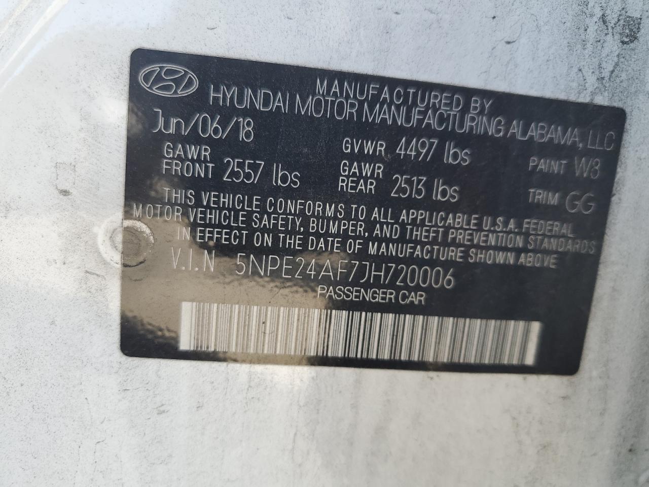 2018 Hyundai Sonata Se VIN: 5NPE24AF7JH720006 Lot: 71152025