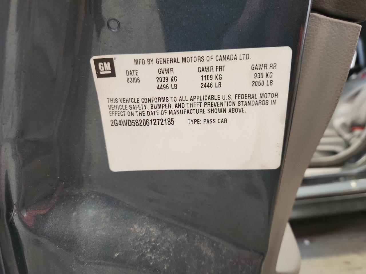 2006 Buick Lacrosse Cxl VIN: 2G4WD582061272185 Lot: 71815545