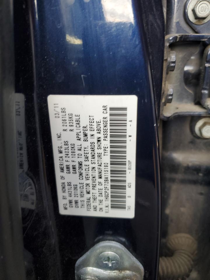 2011 Honda Accord Ex VIN: 1HGCP2F72BA115190 Lot: 81591335