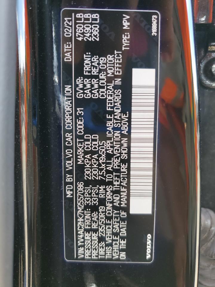 2021 Volvo Xc40 T4 Momentum VIN: YV4AC2HK7M2557086 Lot: 83830365