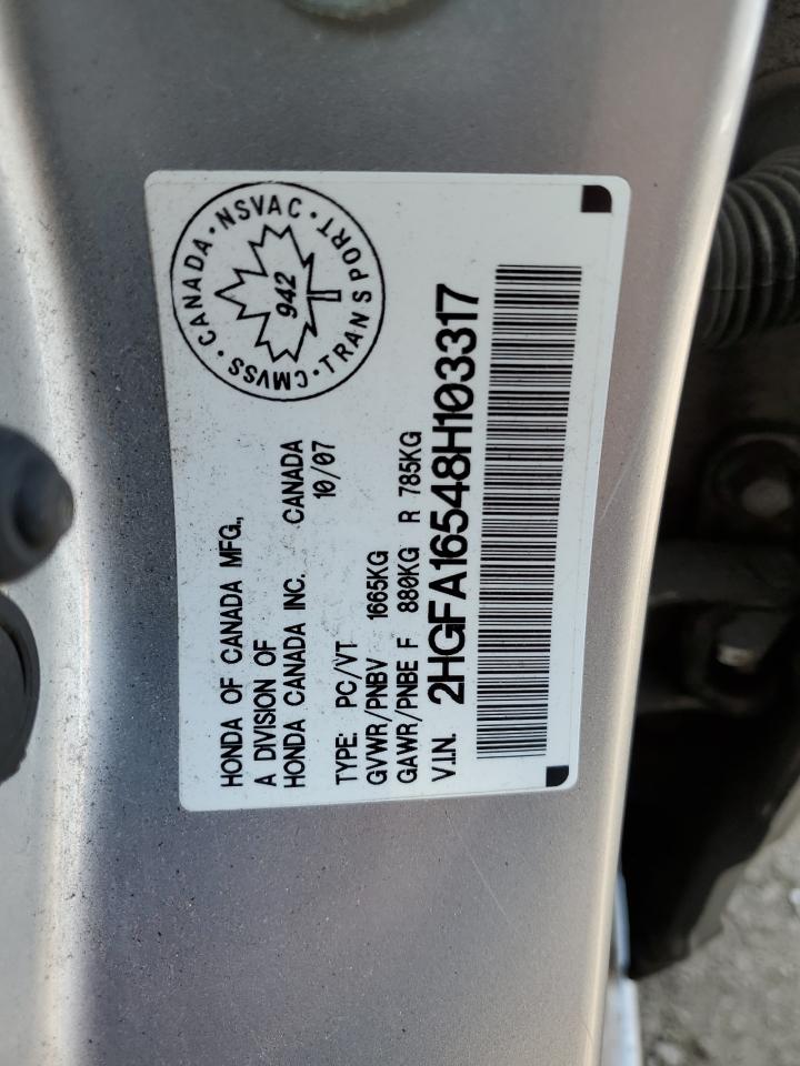 2008 Honda Civic Lx VIN: 2HGFA16548H103317 Lot: 70899845