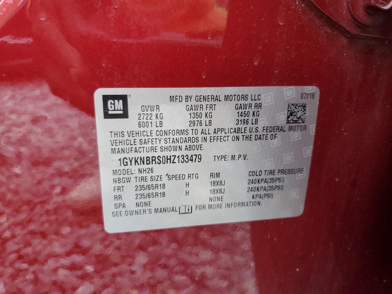 2017 Cadillac Xt5 Luxury VIN: 1GYKNBRS0HZ133479 Lot: 71280565