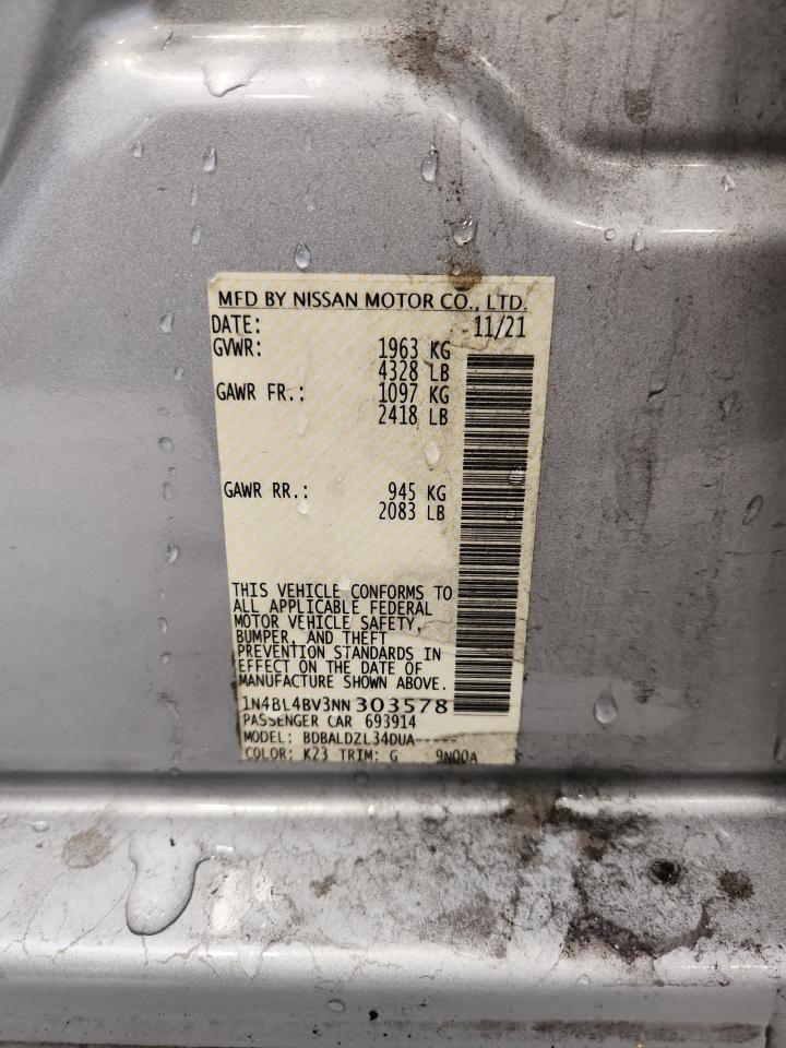 2022 Nissan Altima S VIN: 1N4BL4BV3NN303578 Lot: 83970605