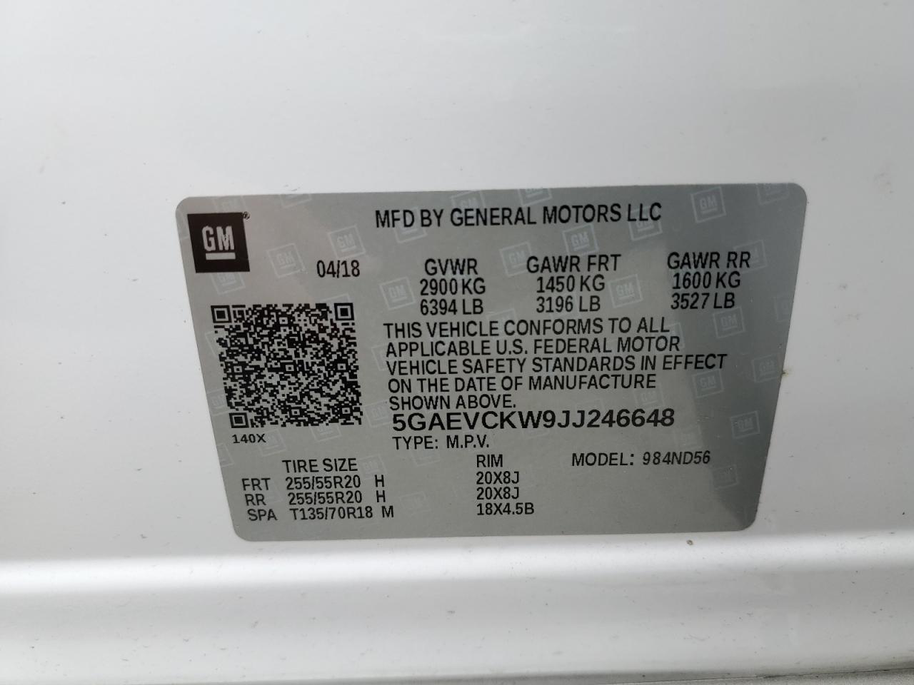 2018 Buick Enclave Avenir VIN: 5GAEVCKW9JJ246648 Lot: 83872525