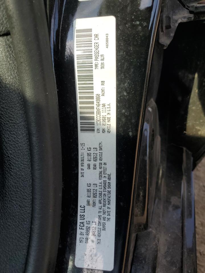 2015 Chrysler 200 S VIN: 1C3CCCBBXFN649860 Lot: 72003215