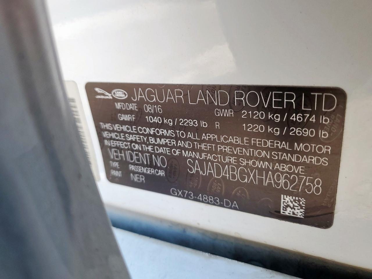 2017 Jaguar Xe Premium VIN: SAJAD4BGXHA962758 Lot: 71918235