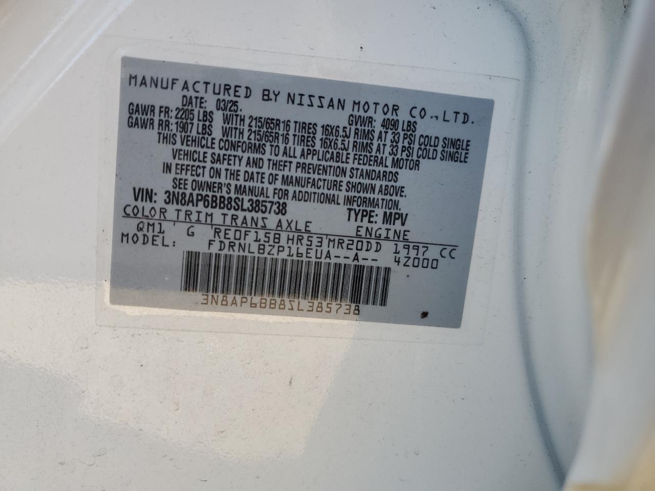 2025 Nissan Kicks S VIN: 3N8AP6BB8SL385738 Lot: 81407375