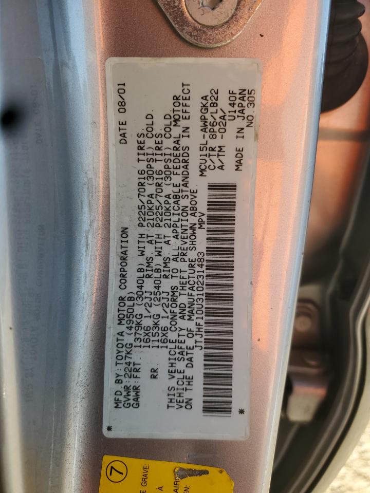 2001 Lexus Rx 300 VIN: JTJHF10U310231483 Lot: 81013915