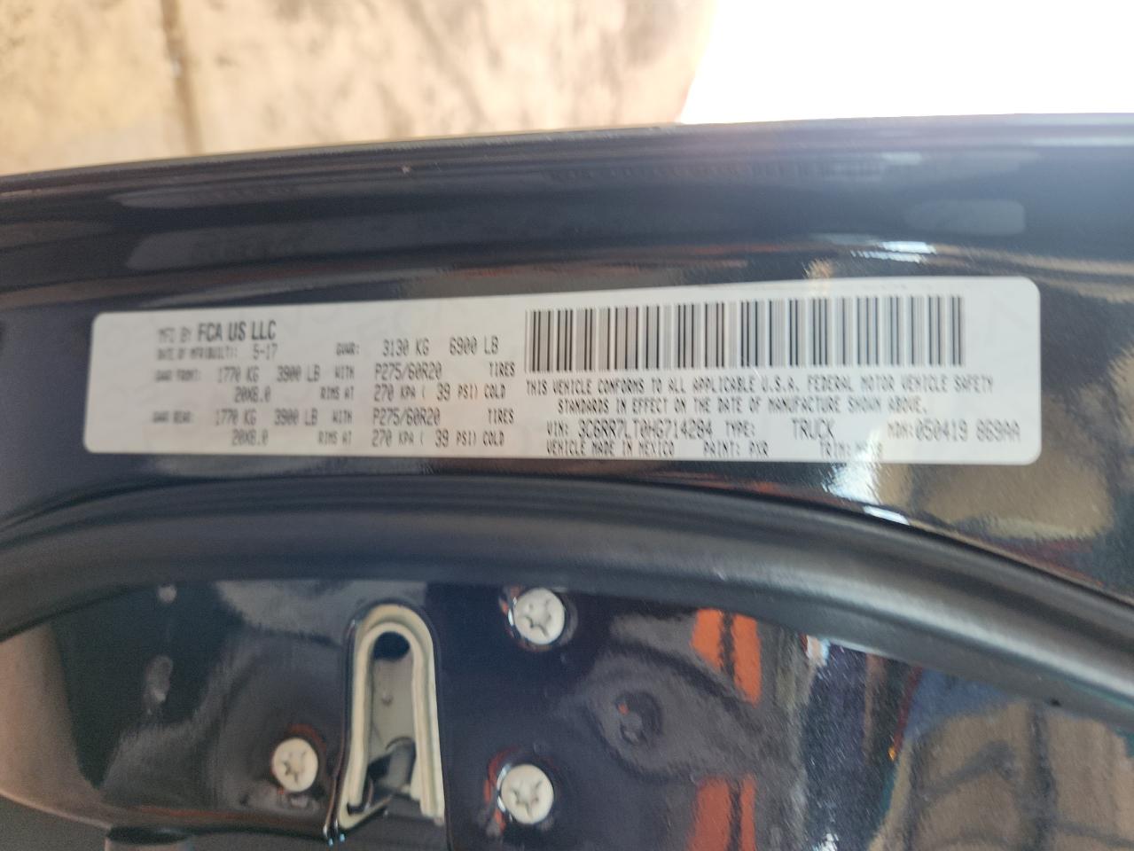 2017 Ram 1500 Slt VIN: 3C6RR7LT0HG714284 Lot: 82091475