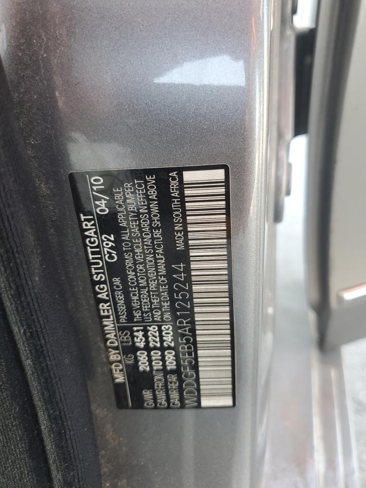 2010 Mercedes-Benz C 300 VIN: WDDGF5EB5AR125244 Lot: 80469925
