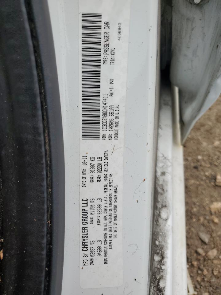 2012 Dodge Avenger Se VIN: 1C3CDZAB6CN147411 Lot: 81712965