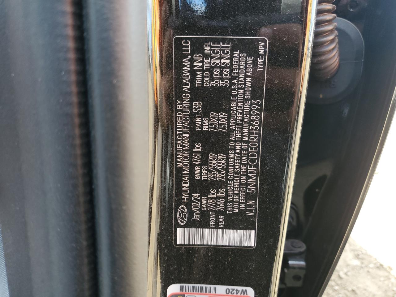 2024 Hyundai Tucson Sel VIN: 5NMJFCDE0RH368993 Lot: 71482335