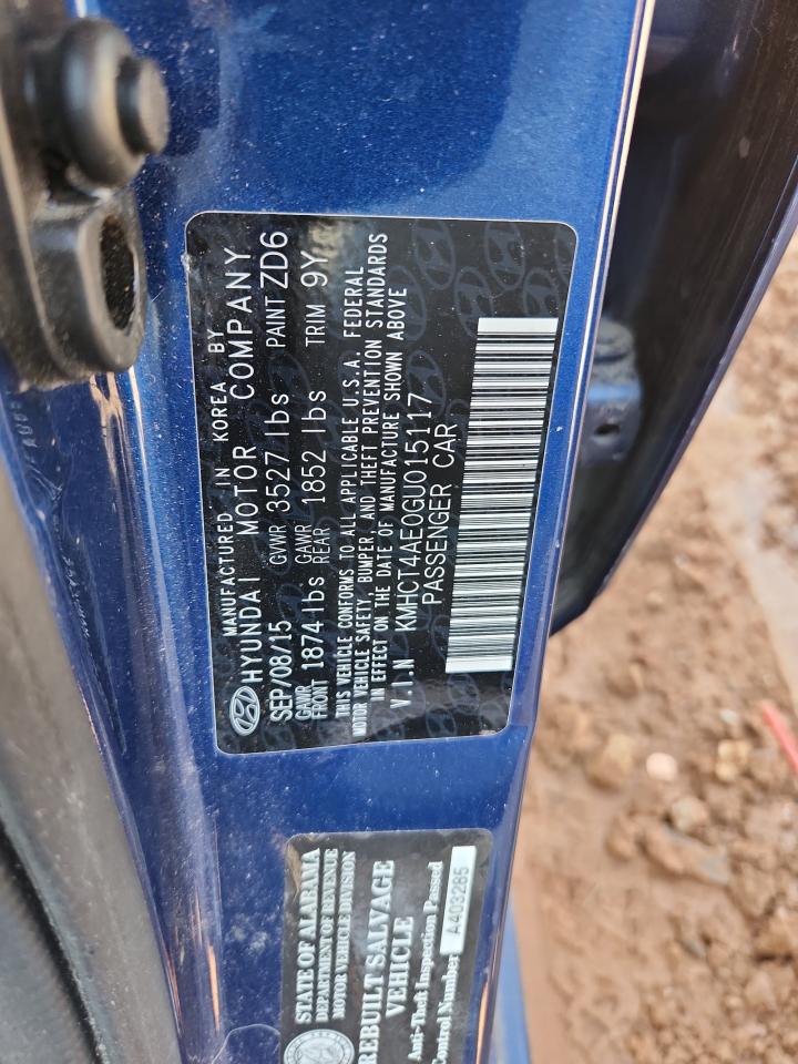 2016 Hyundai Accent Se VIN: KMHCT4AE0GU015117 Lot: 87300005