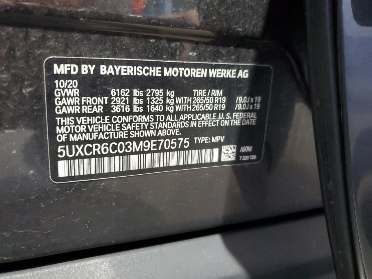 2021 BMW X5 xDrive40I VIN: 5UXCR6C03M9E70575 Lot: 80537635