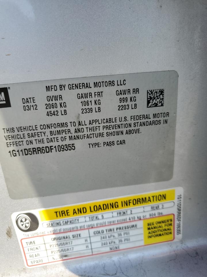 2013 Chevrolet Malibu 1Lt VIN: 1G11D5RR6DF109355 Lot: 81751435