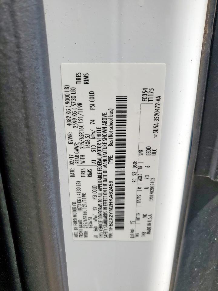 2017 Ford Transit T-350 VIN: 1FBZX2YM2HKA62459 Lot: 83764865