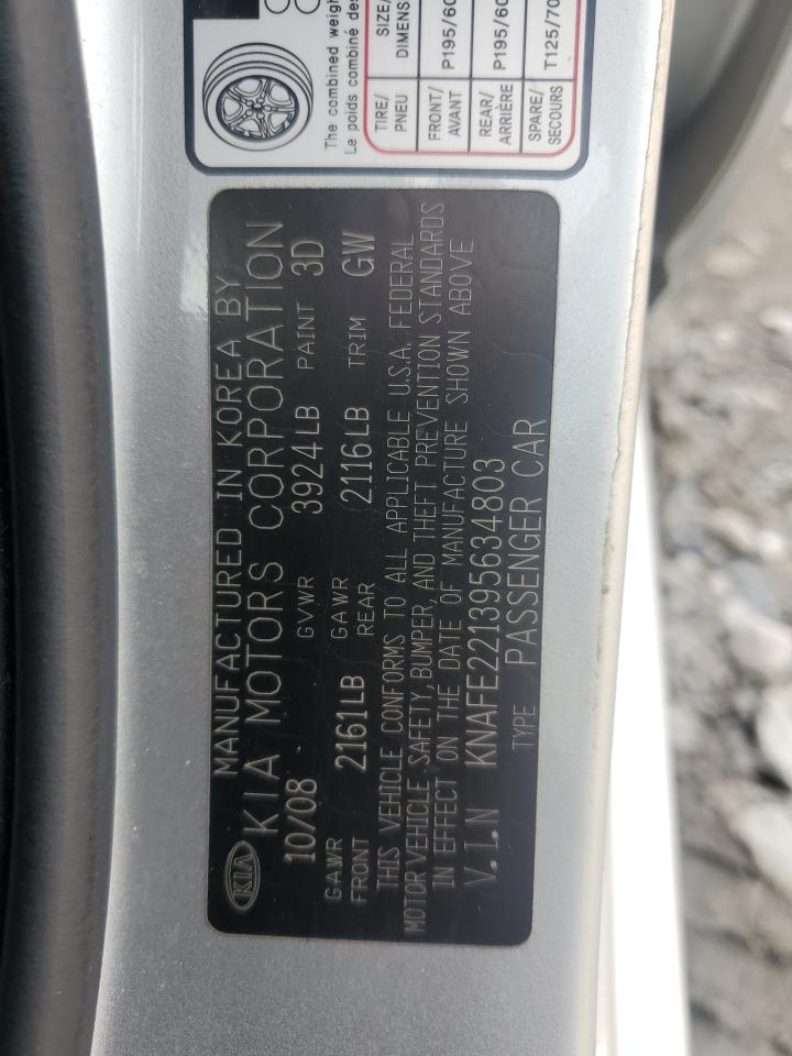 2009 Kia Spectra Ex VIN: KNAFE221395634803 Lot: 81747835