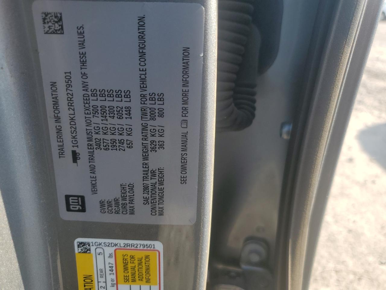 2024 GMC Yukon Denali VIN: 1GKS2DKL2RR279501 Lot: 81329105