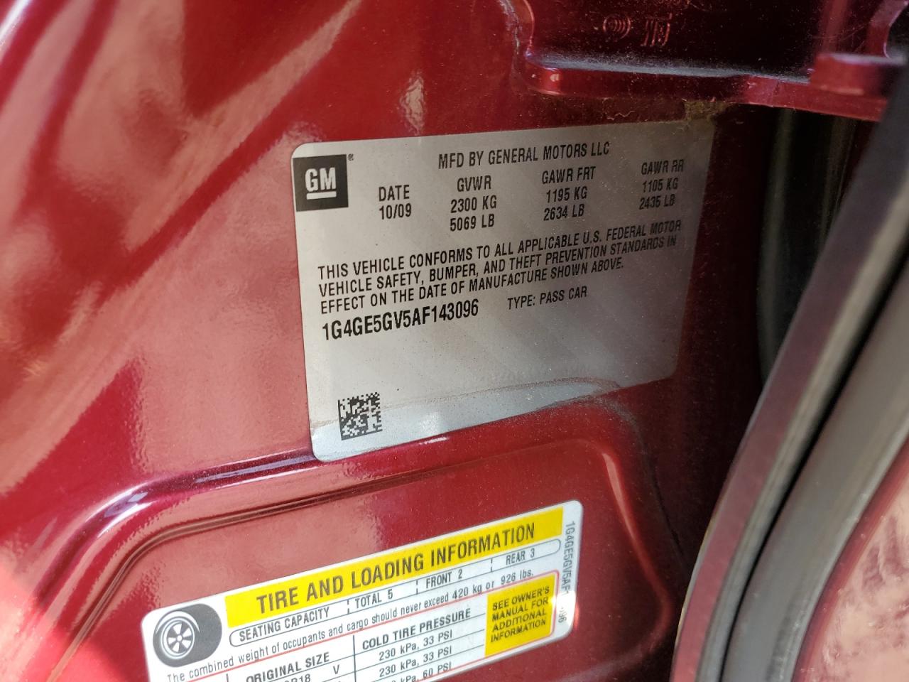 2010 Buick Lacrosse Cxs VIN: 1G4GE5GV5AF143096 Lot: 71159185