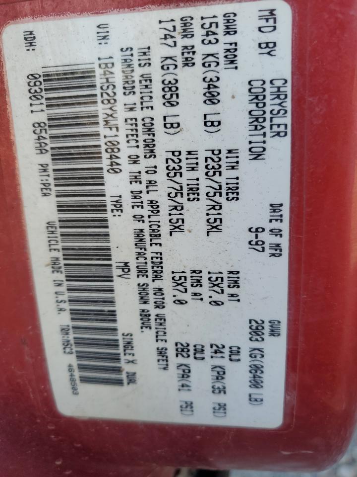 1998 Dodge Durango VIN: 1B4HS28YXWF108440 Lot: 81870455