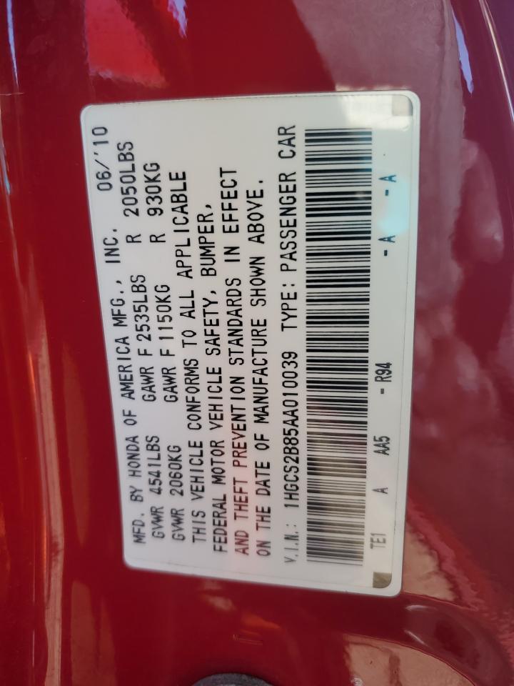 2010 Honda Accord Exl VIN: 1HGCS2B85AA010039 Lot: 84214925