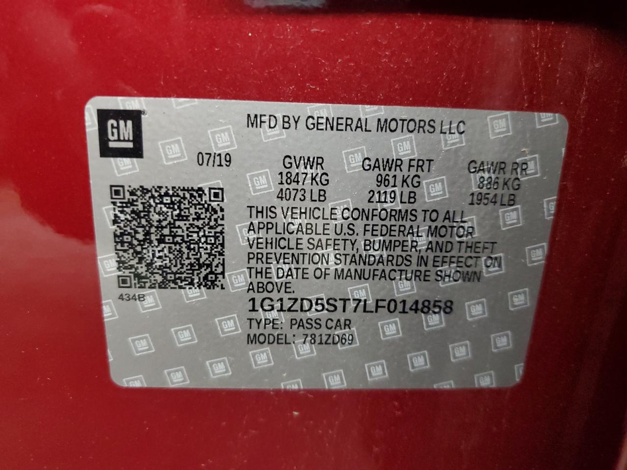 2020 Chevrolet Malibu Lt VIN: 1G1ZD5ST7LF014858 Lot: 84397445