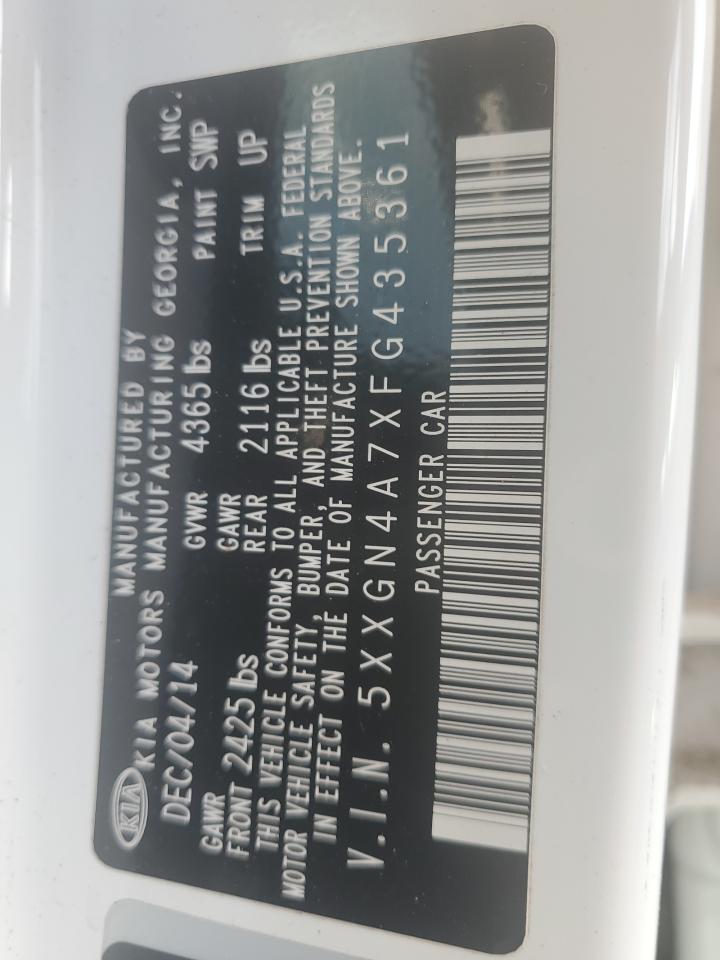 2015 Kia Optima Ex VIN: 5XXGN4A7XFG435361 Lot: 71398095