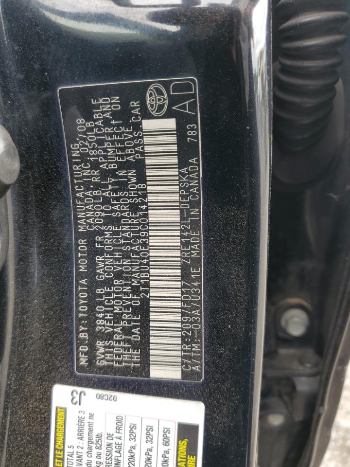 2009 Toyota Corolla Base VIN: 2T1BU40E39C014218 Lot: 80877945