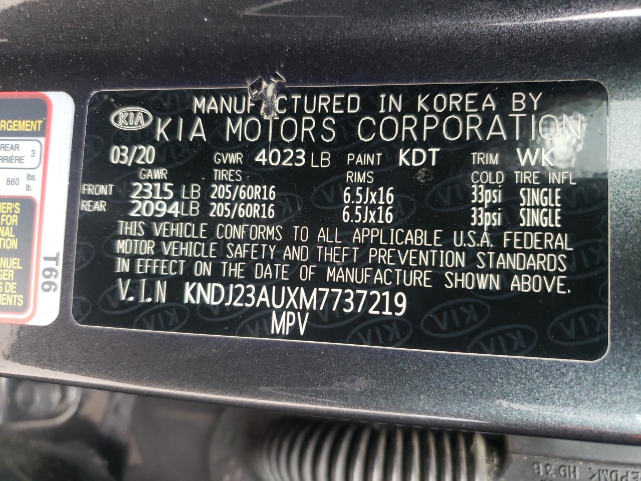 2021 Kia Soul Lx VIN: KNDJ23AUXM7737219 Lot: 81861925