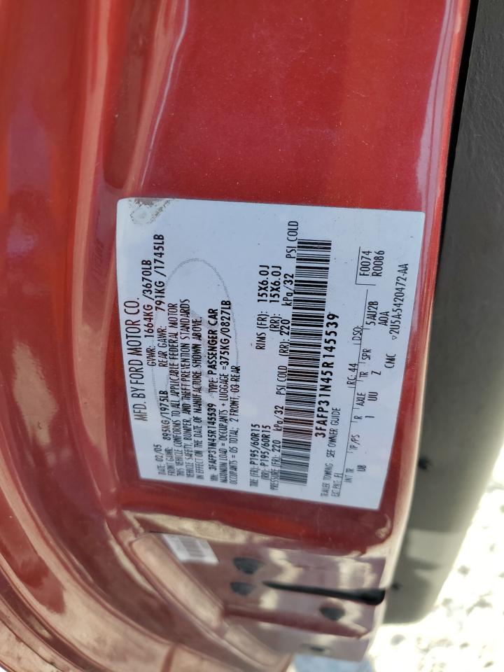 2005 Ford Focus Zx3 VIN: 3FAFP31N45R145539 Lot: 83878755