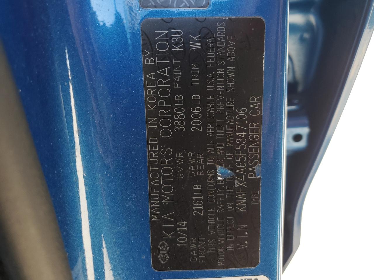 2015 Kia Forte Lx VIN: KNAFX4A65F5347106 Lot: 84413835