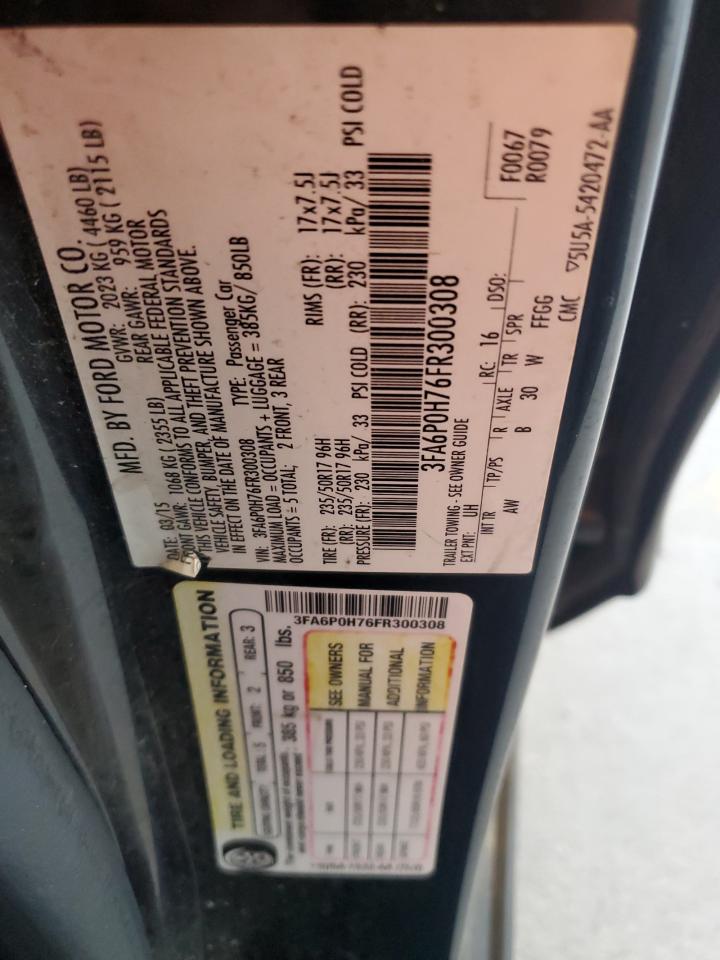 2015 Ford Fusion Se VIN: 3FA6P0H76FR300308 Lot: 82102775