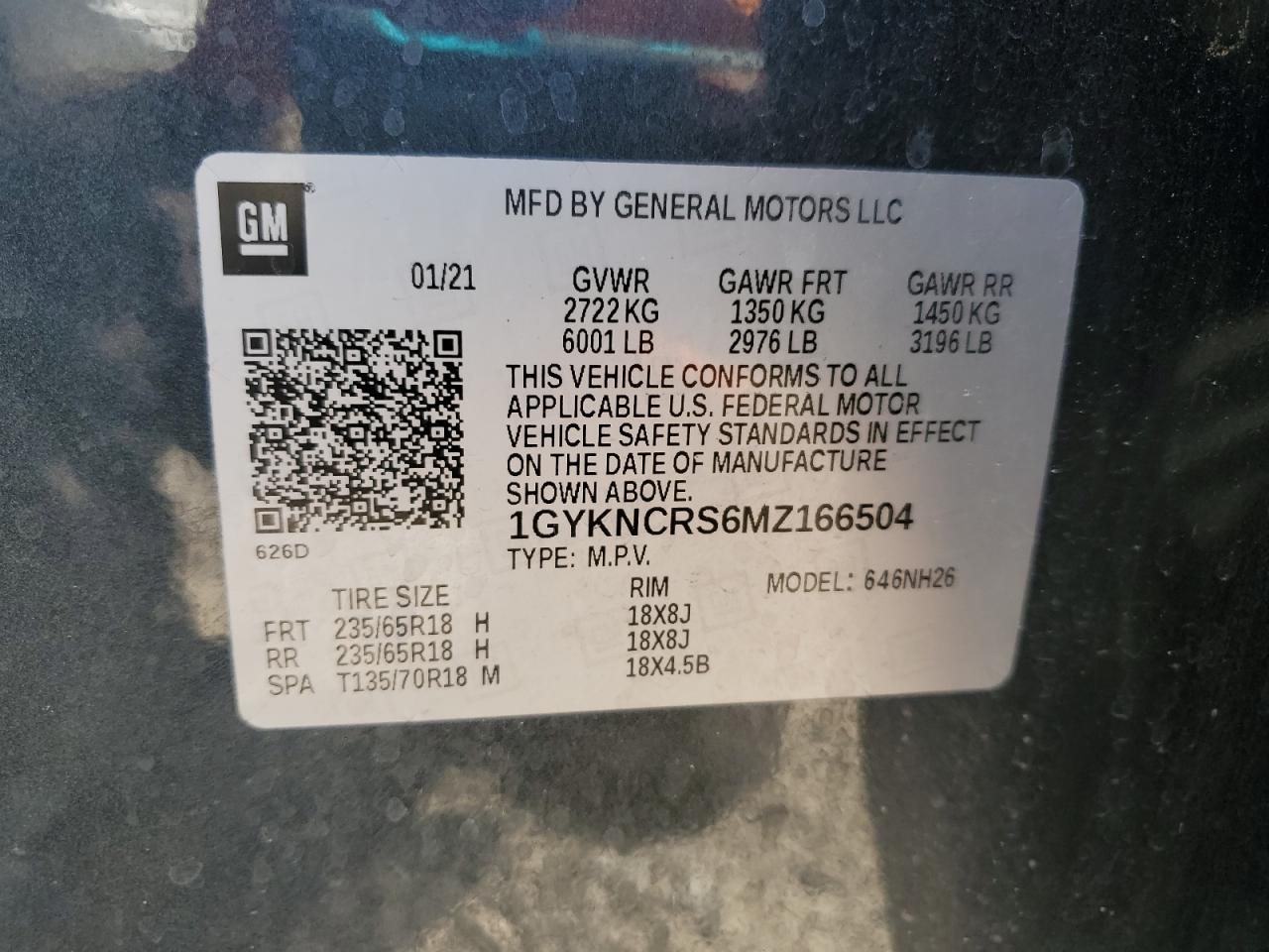 2021 Cadillac Xt5 Premium Luxury VIN: 1GYKNCRS6MZ166504 Lot: 80472675